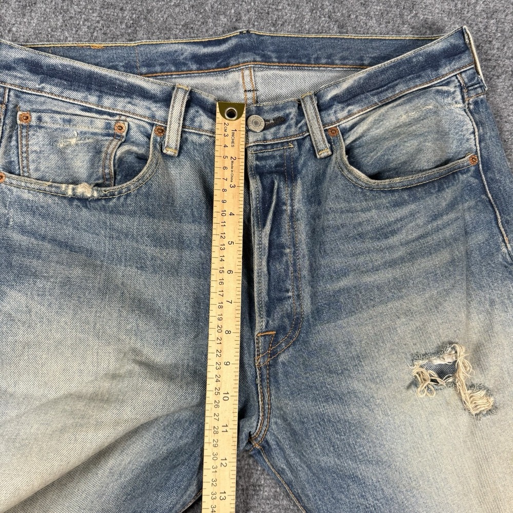 👖 Levi's 501 CT Custom Tapered Jeans Mens 32x32 Ripped - Picture 9 of 12